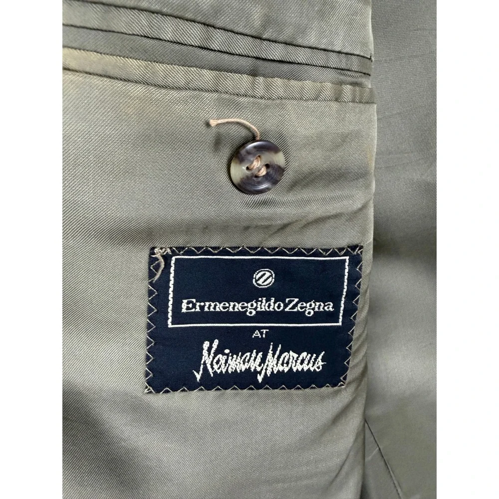 Ermenegildo Zegna Neiman Marcus Blazer Mens Olive Brown Super 100s Wool 3-Button